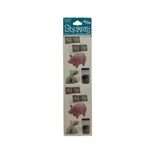 Vintage New FRANCES MEYERS Money Stickers 2 Sheets Cash Coins Piggy Bank USA